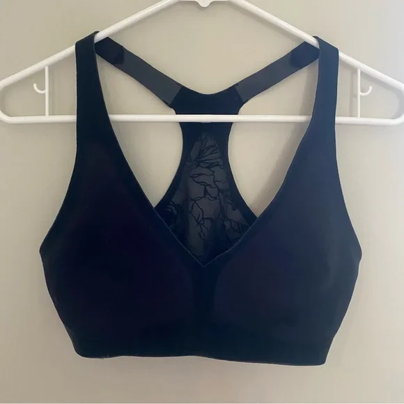 Lululemon Regenerate Bra Black Velvet Trim and Lace Size Small - Picture 3 of 14